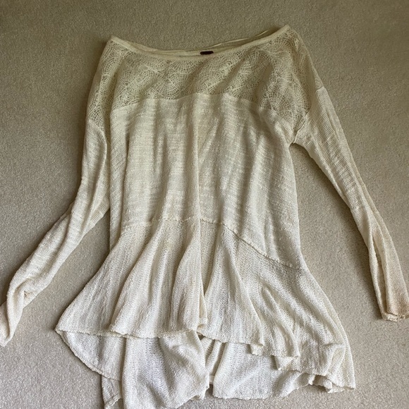 Free People‎ Cream Kristobel White Lace Crochet Sweater - Picture 4 of 6